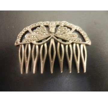 Peinecillo plata con marcasitas 6,5*2 cm