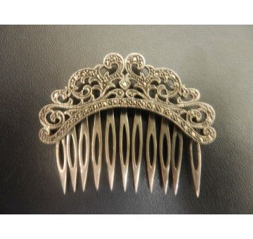 Peinecillo plata con marcasitas 6*2 cm