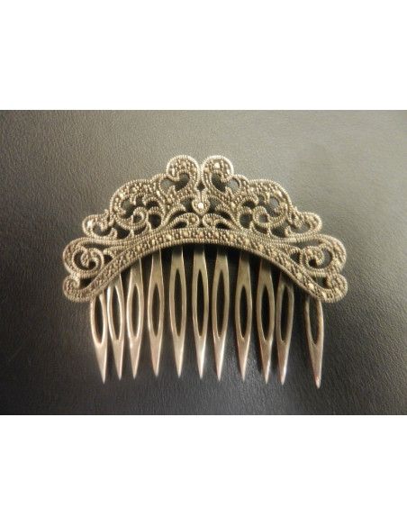 Peinecillo plata con marcasitas 6*2 cm