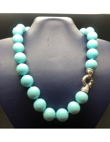 Collar perlas turquesa 45cm 16mm