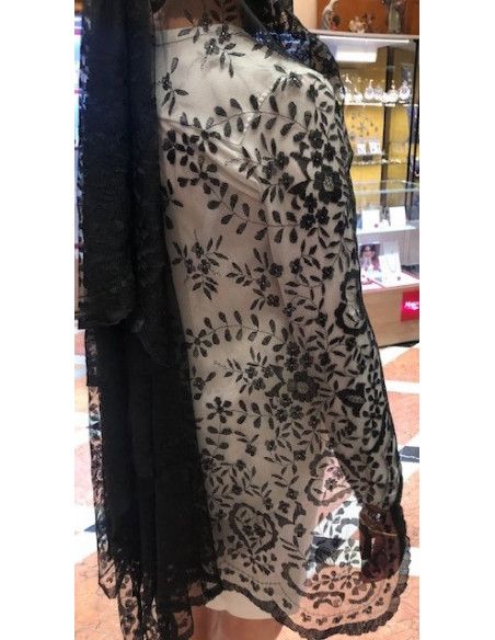 Mantilla bordada a mano en seda 120*240
