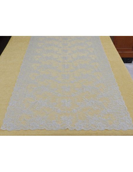 Mantilla bordada a máquina plata metalizada 115*200