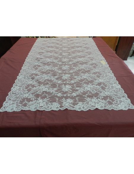 Mantilla bordada a máquina plata metalizada 115*200