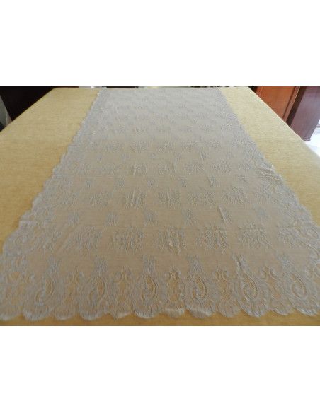 Mantilla bordada a máquina plata 100*220