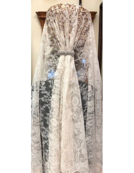 Mantilla bordada a máquina chantilly 110*220