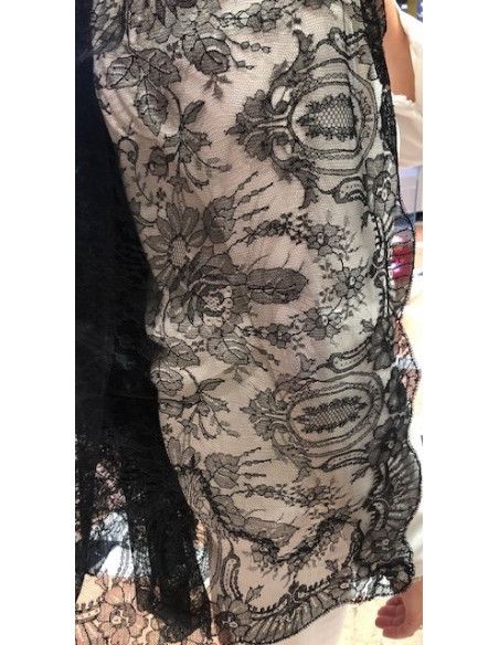 Mantilla bordada a máquina chantilly 110*220