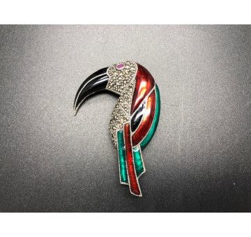 Broche tucán plata con marcasitas y esmalte 2