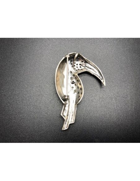 Broche tucán plata con marcasitas y esmalte