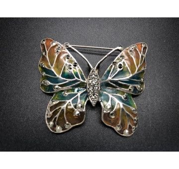 Broche mariposa plata marcasitas vidriada