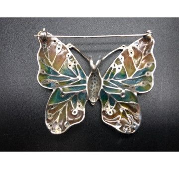 Broche mariposa plata marcasitas vidriada 2