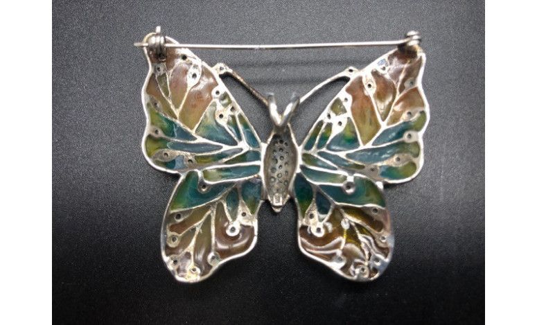 Broche mariposa plata marcasitas vidriada