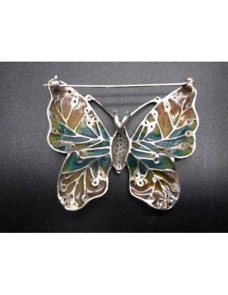Broche mariposa plata marcasitas vidriada