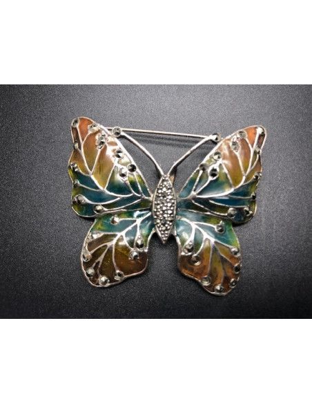 Broche mariposa plata marcasitas vidriada