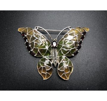 Broche mariposa plata vidriada