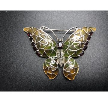 Broche mariposa plata vidriada 2