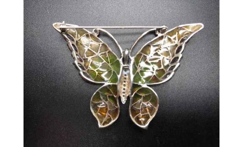 Broche mariposa plata vidriada