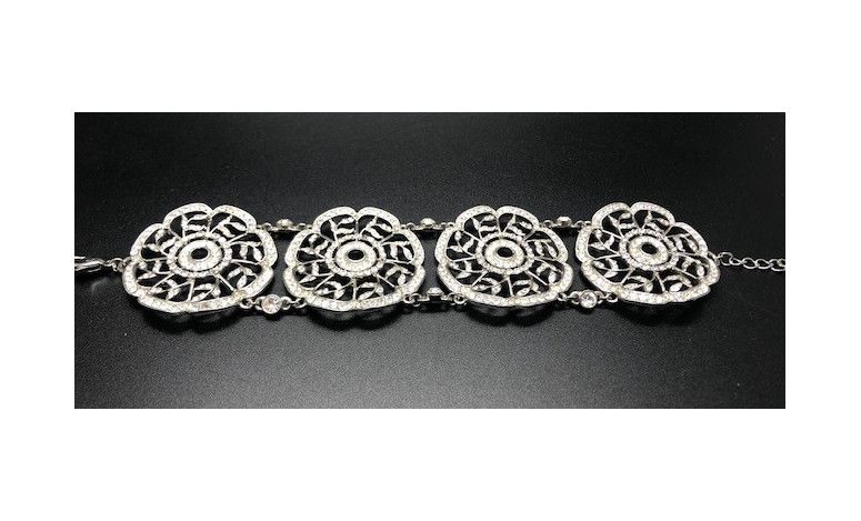 Pulsera ancha circonitas rodio