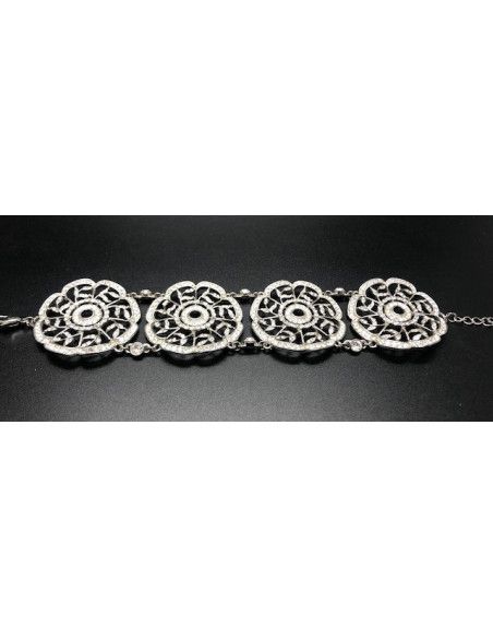 Pulsera ancha circonitas rodio