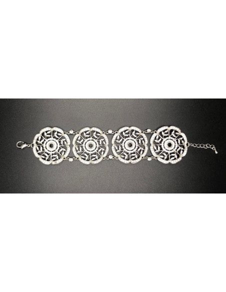 Pulsera ancha circonitas rodio