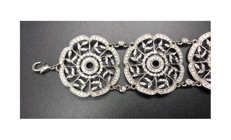 Pulsera ancha circonitas rodio