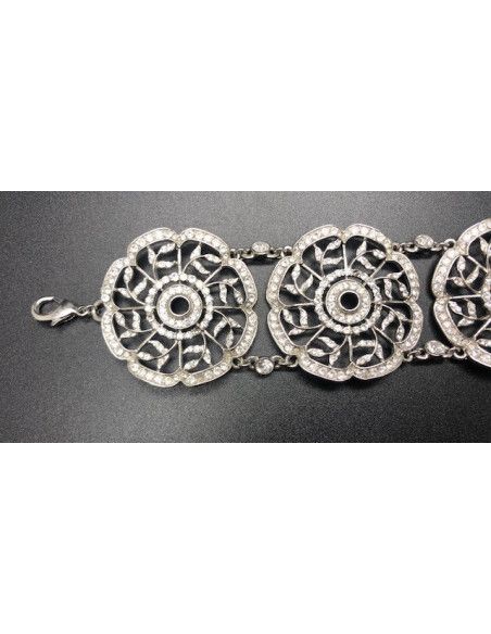 Pulsera ancha circonitas rodio