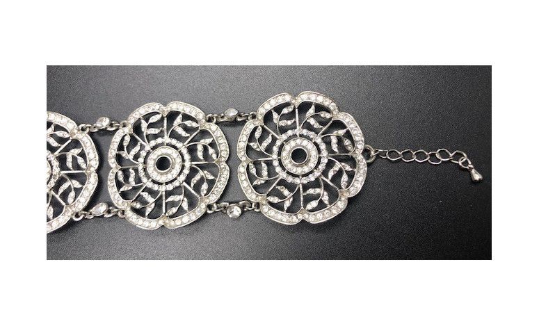 Pulsera ancha circonitas rodio