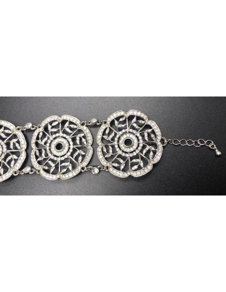 Pulsera ancha circonitas rodio