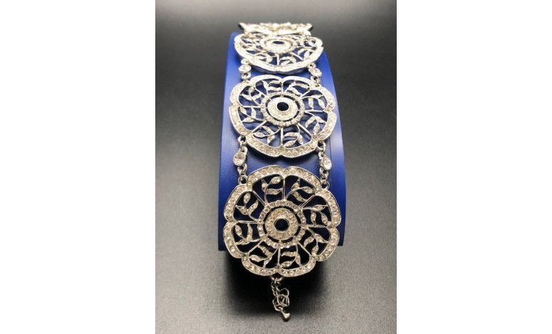 Pulsera ancha circonitas rodio