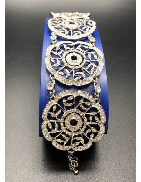 Pulsera ancha circonitas rodio