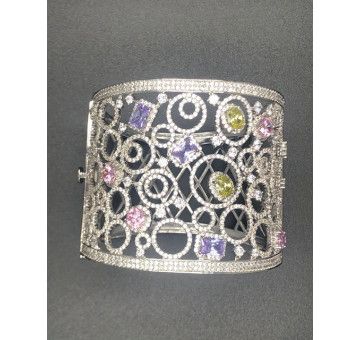 Pulsera ancha rígida cristal colores rodio 2