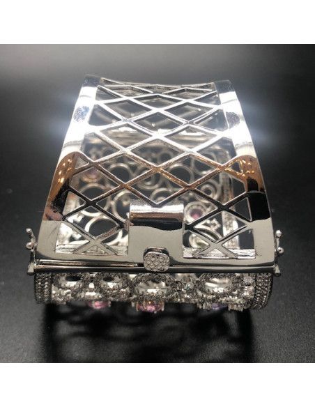 Pulsera ancha rígida cristal colores rodio