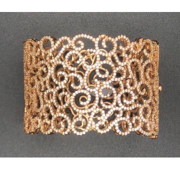 Pulsera ancha rígida oro rosa
