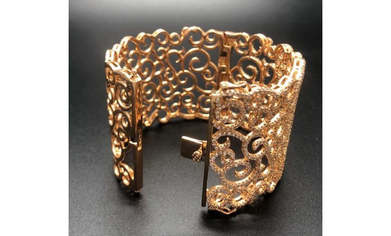 Pulsera ancha rígida oro rosa