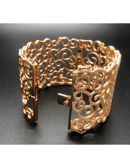 Pulsera ancha rígida oro rosa