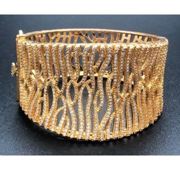 Pulsera ancha rígida color cobrizo con circonitas 2