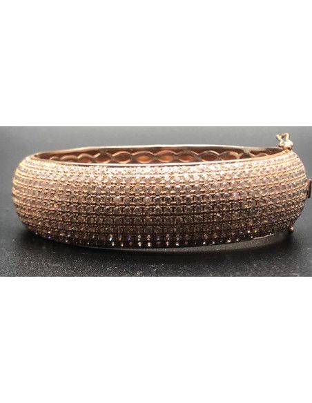 Pulsera rígida color cobrizo circonitas