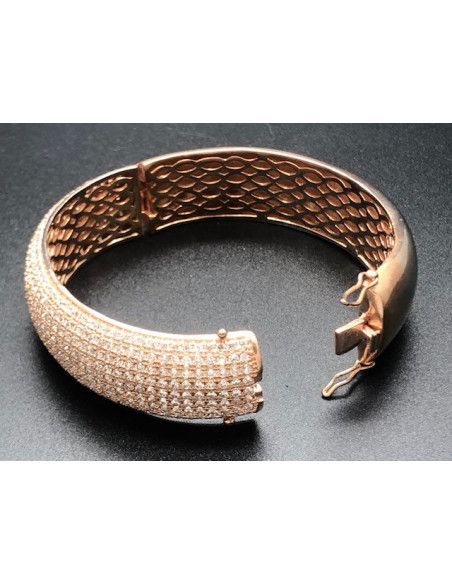 Pulsera rígida color cobrizo circonitas