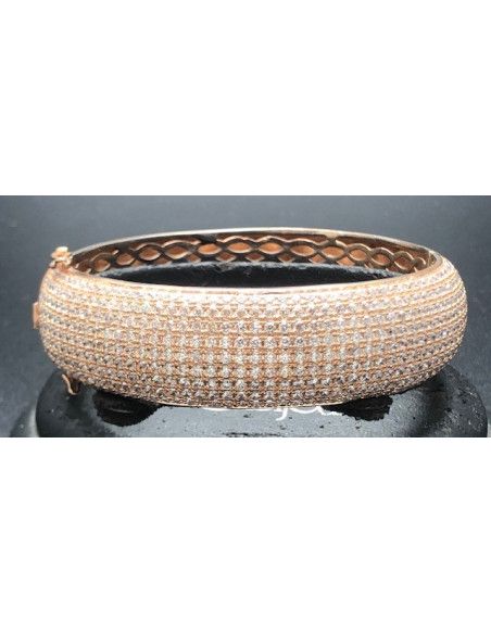 Pulsera rígida color cobrizo circonitas