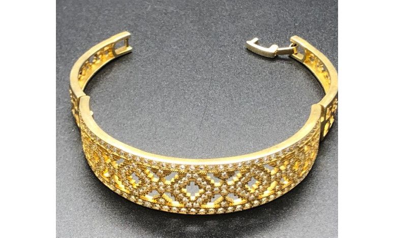 Pulsera rígida chapada con circonitas