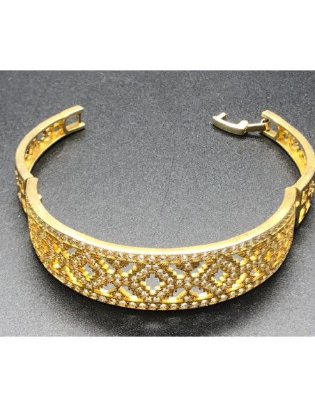 Pulsera rígida chapada con circonitas