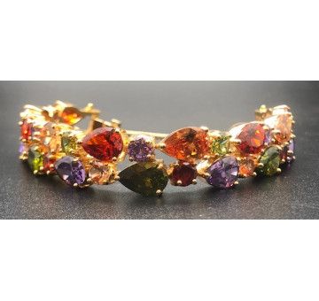 Pulsera semirígida dorada cristal de colores 2