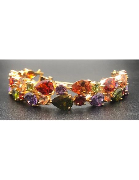 Pulsera semirígida dorada cristal de colores