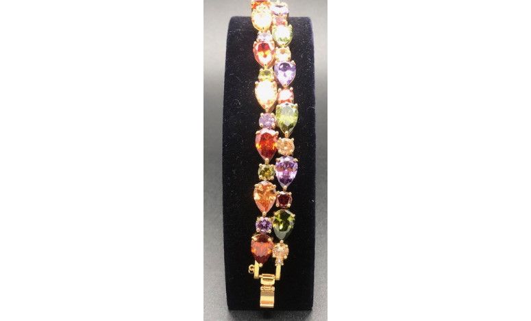 Pulsera semirígida dorada cristal de colores