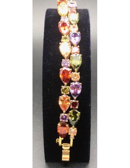 Pulsera semirígida dorada cristal de colores