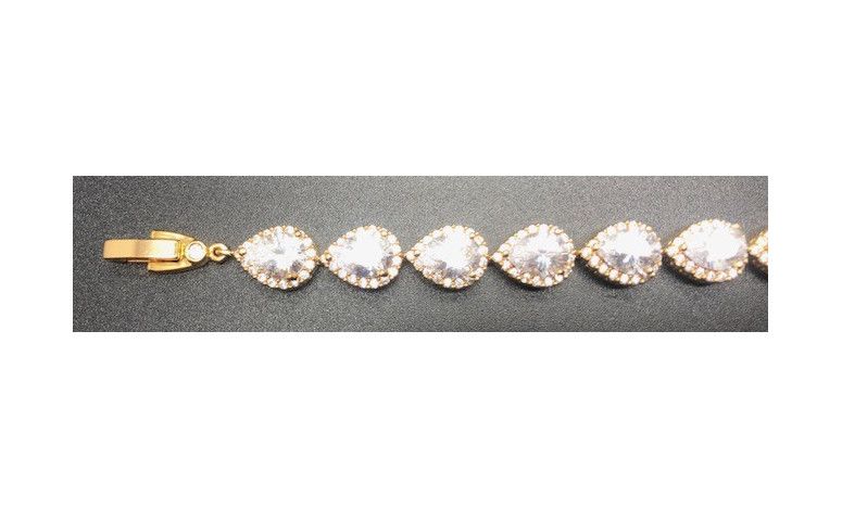 Pulsera dorada cristal y circonitas