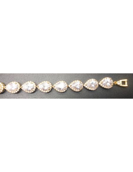 Pulsera dorada cristal y circonitas