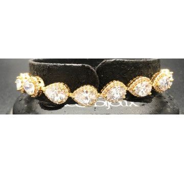 Pulsera dorada cristal y circonitas
