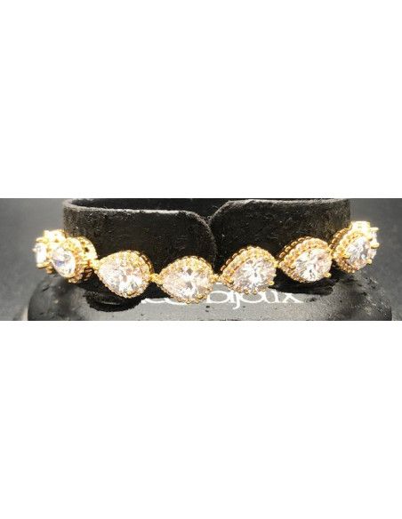 Pulsera dorada cristal y circonitas