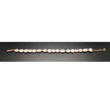 Pulsera cristal y circonitas oro rosa 2