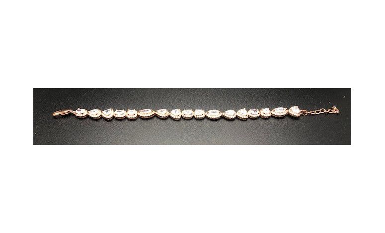 Pulsera cristal y circonitas oro rosa